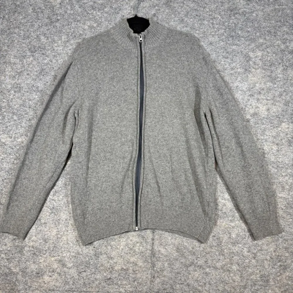Lorenzo Magni Men's Gray Wool Zip Cardigan Sweater Jacket Made in Italy Size L